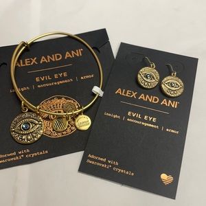 Alex & Ani Evil Eye bracelet & earrings